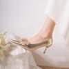 Pointed Stiletto Applique Solid Color High Heels Festive Wedding Dress Wedding Shoes Bride Show Shoes Korean Version of Fashion
