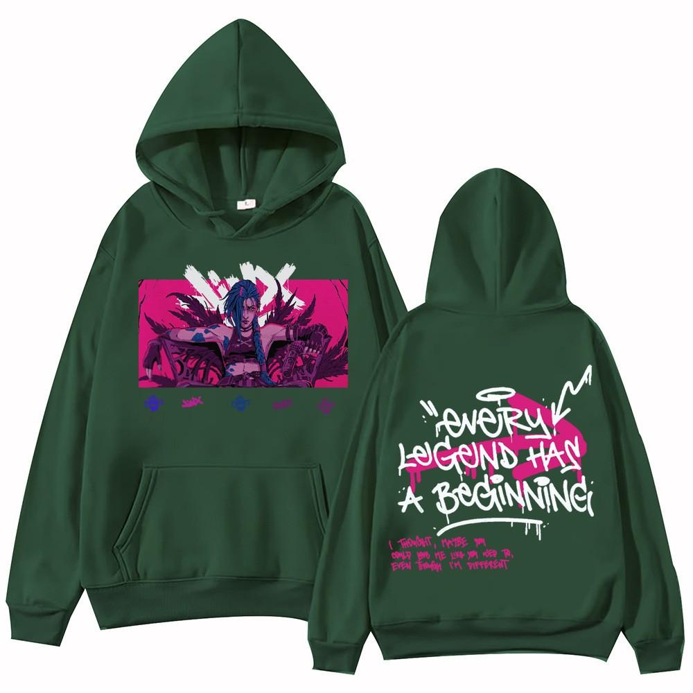 Hot Anime Arcane-Jinx Hoodie Harajuku Pullover Tops Man