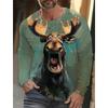 Funny 3D Animal Print Mens T Shirt Hip Hop Trend Harajuku Street Clothes Autumn Loose Top Fashion Cotton Long Sleeve T-shirt Men