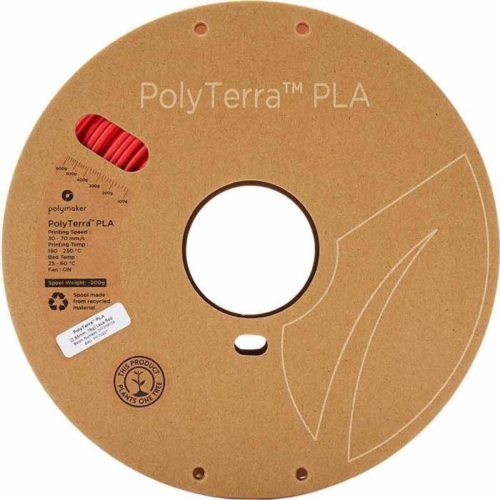 POLYMAKER - Filament PLA Pour Imprimante 3D - PolyTerra - 1.75mm - 1Kg - Rouge Lave