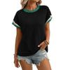 Women's Crew Neck Short Sleeve Knit Top Loose Fit Streetwear Casual Tee