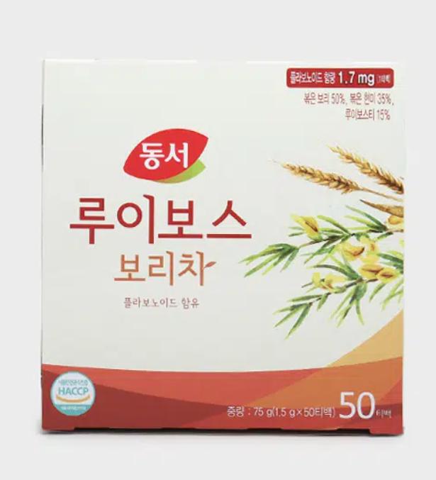 Dongsuh Rooibos Barley Tea 50 Tea Bags Caffeine-Free Korean Blended Tea 1 box