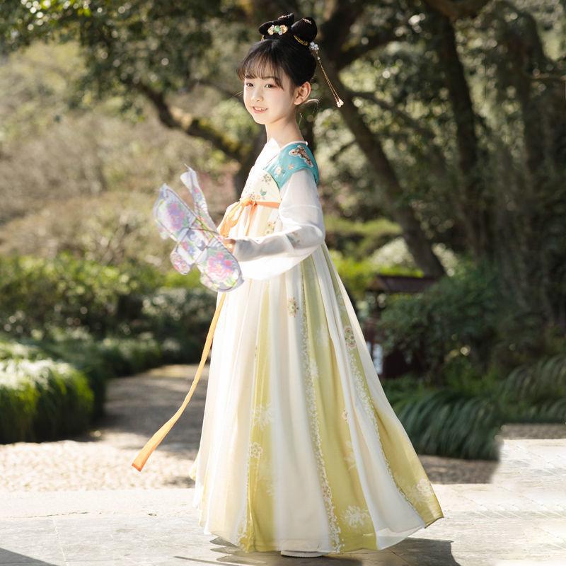 Hanfu-Mädchen im chinesischen Stil, Stoff-Sommerkleid, antiker Tang-Anzug, Super-Fee-Kostüm, kleines Mädchen, Meerjungfrau, Prinzessinnenrock, Unterwäsche