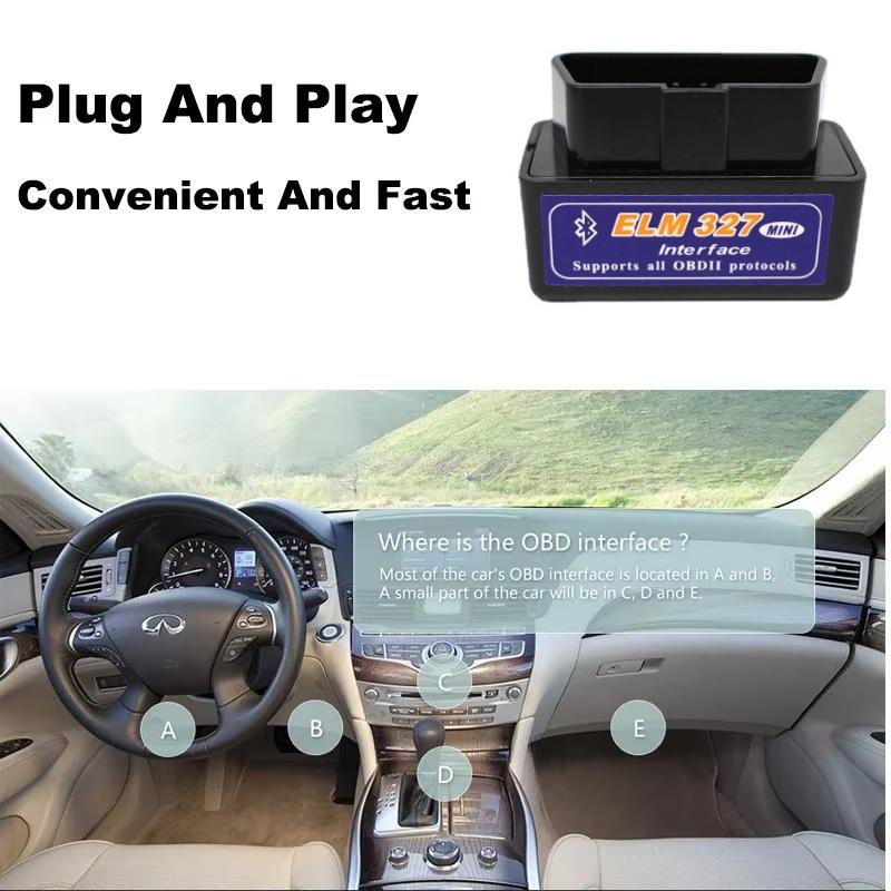 2026 Tragbarer Bluetooth 5.1 ELM327 V2.1/V1.5 OBD2 Scanner Auto Diagnosewerkzeug Code-Leser-Werkzeug für Android/iOS/Windows