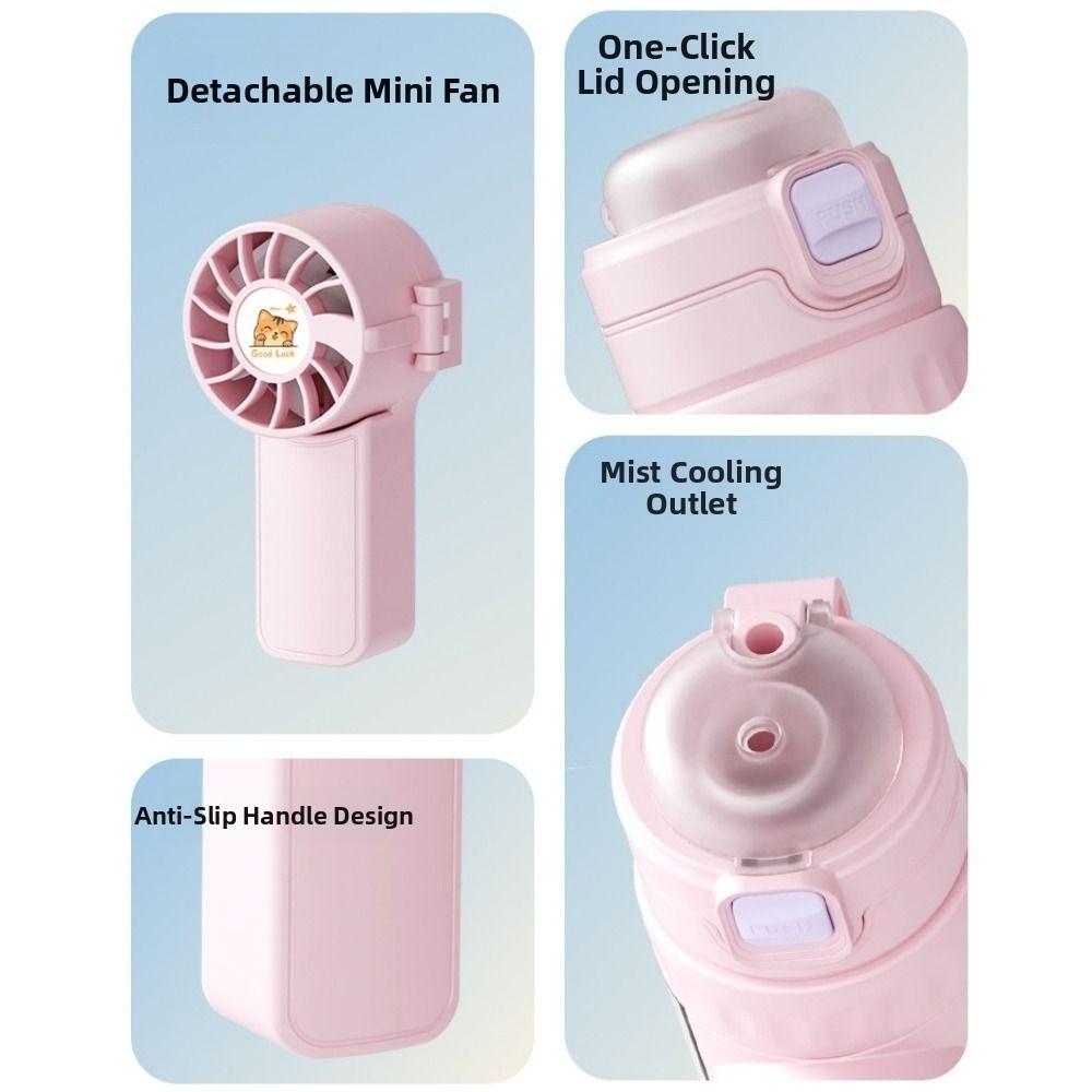 610 ML Hydration Spray Fan Cup Detachable Fan Sports Drinking Bottle Students