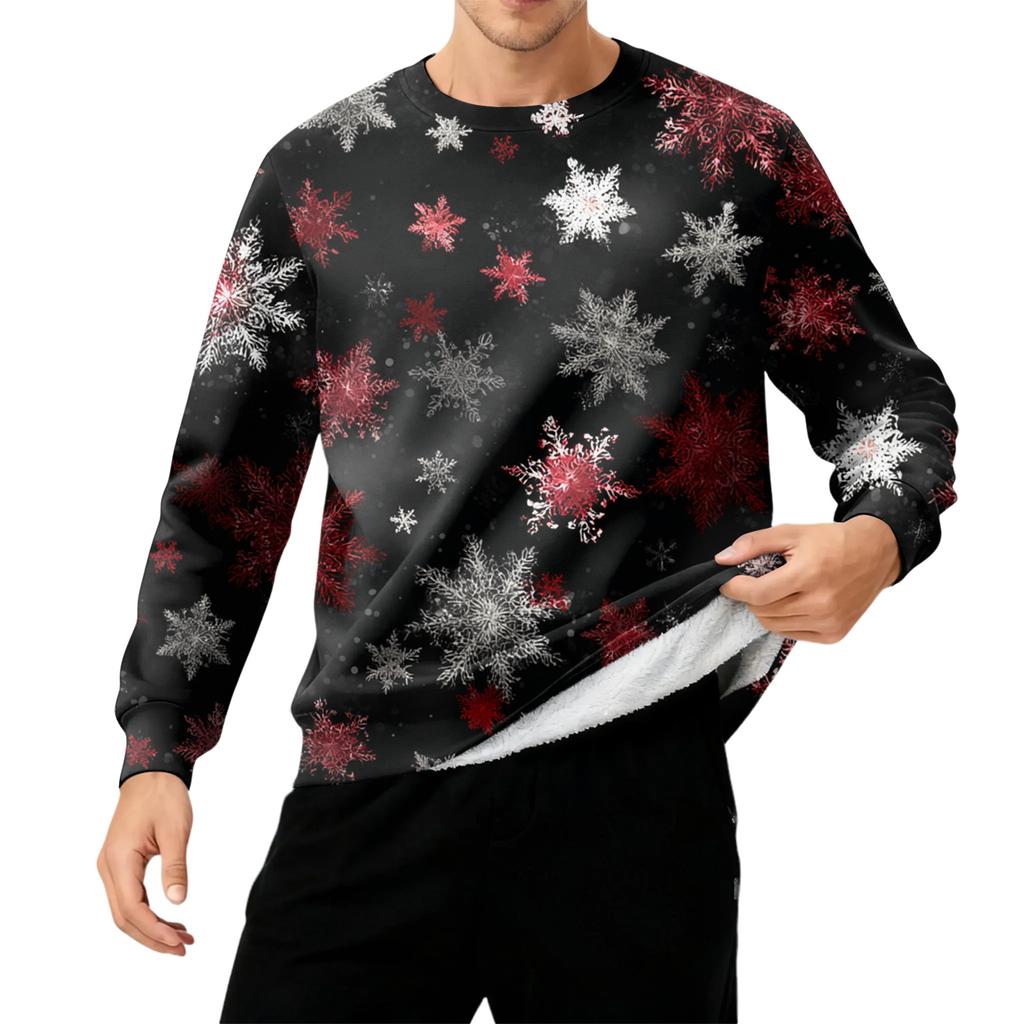 Men's Round Neck Fleece-Lined Thick Warm Sweatshirt