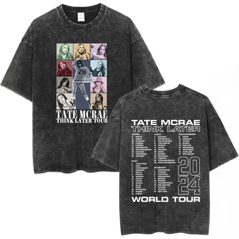 Tate Mcrae Greedy Album Tour Merch T Shirt Men Women Fashion Vintage Washed Short Sleeve Oversized Tshirts 100 Cotton T Shirts