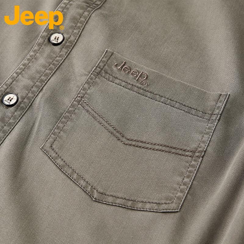 JEEP Men's Denim-Style Long Sleeve Casual Shirt