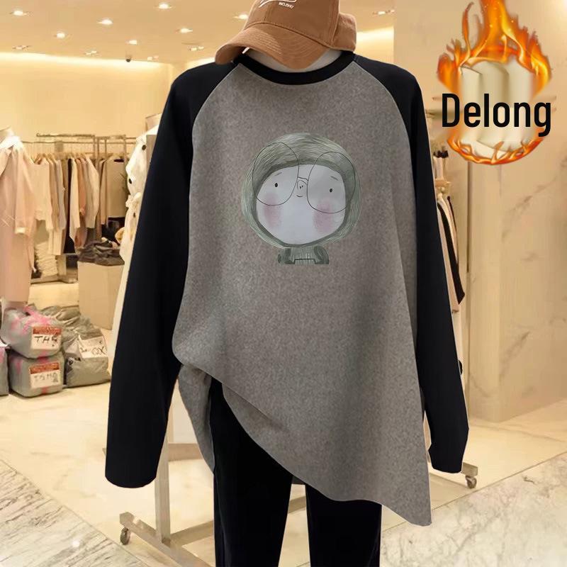 

Velvet European Patchwork Raglan Long Sleeve Women s Mid-Length Top - Spring/Autumn Trend XXXL