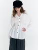 FABRICSEOUL Pintuck Button Back Ribbon Blouse