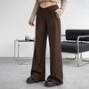 Gray American Style Low-waist Slightly Flared Suit Trousers for Women in Spring and Spring Loose and Drapey Casual Trousers