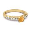 Citrine Round Solitaire Ring - 925 Sterling Silver Gold Vermeil