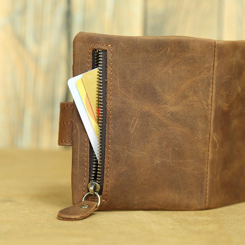 Retro Crazy Horse Leder Geldbörse Erste Schicht Rindsleder Herren Geldbörse Lang und Kurz Leder Multi-Karten Damen Geldbörse