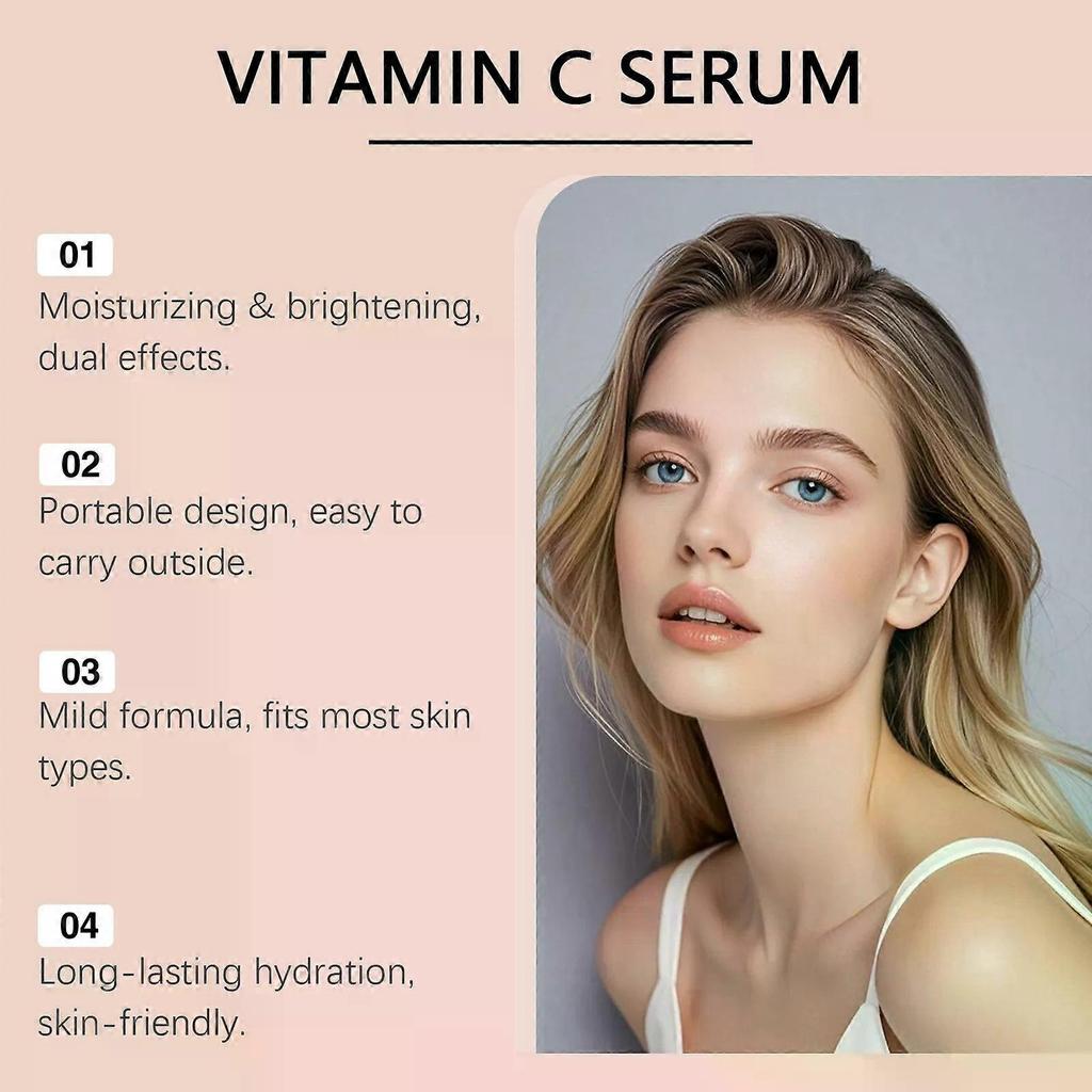 Vitamin C Brightening Serum,Face Skincare Serum with Hyaluronic Acid & Niacinamide, Deep Hydration, Fade Dark Spots, Glow Boosting & Skin Barrier Repa