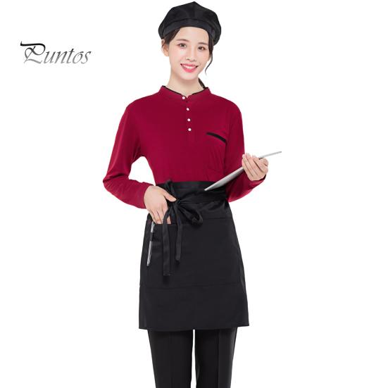 

Полуфартук с карманами, однотонный поварской фартук для мужчин, женщин, взрослых, дышащий, устойчивый к складкам кухонный фартук для готовки чёрный