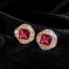 Palace Style Shiny Cubic Zirconia Square Stud Earrings - Silver Luxury Design for Women