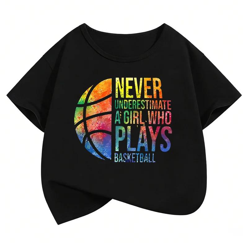 Funny Basketball Girls T Shirts Fashion Kids Childrens Tshirt Boys Girls Summer Spring Casual Top Tee Shirt