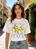 Lemon Pure Cotton Printed Unisexs and Womens Loose Casual Short Sleeved New Personalized Fashion Trend Round Neck Tshirt