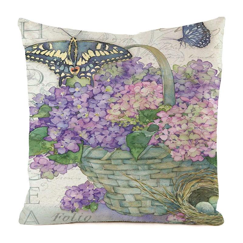 Colorful Countryside Butterfly Digital Printing Short Plush Pillow Covers For Car Sofa Office Cushion Cover Home Goods