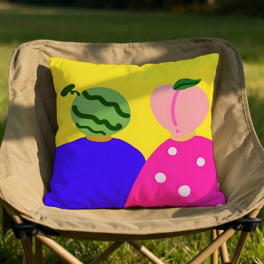 Cute Fruit Character Cushion Cover Soft Reversible Durable Pillow Cover MultiScene Use for Home Car Daily Comfort