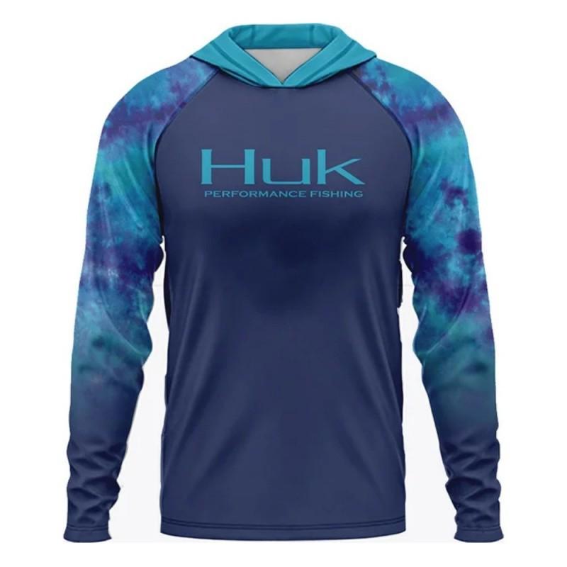 HUK Men s Outdoor Sports Hooded Fishing Wear Lightweight Sun-Protection UP+50 Long-Sleeved Luya S
