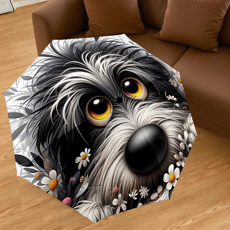 1PC Dog Flowers Umbrella-8-Rib Reinforced, Automatic Open, Lightweight & Durable, Cute Fashion Accessory for Outdoor-T186