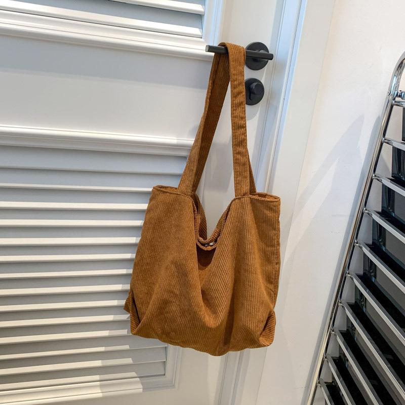 

Korean version of large-capacity shopping bag casual handbag corduroy tote bag simple retro shoulder women s bag one