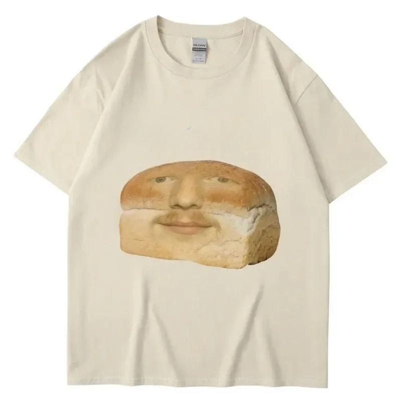 Funny Bread Pattern Print T-shirts Humor Creativity Short Sleeve Casual Men's and Women's Unisex T-shirts