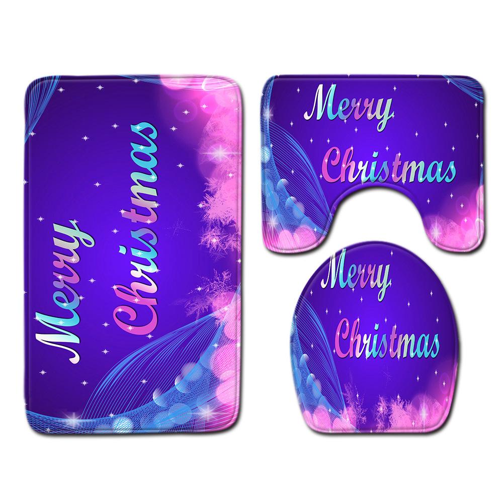 Christmas Bathroom Floor Mat Toilet Three-Piece Set