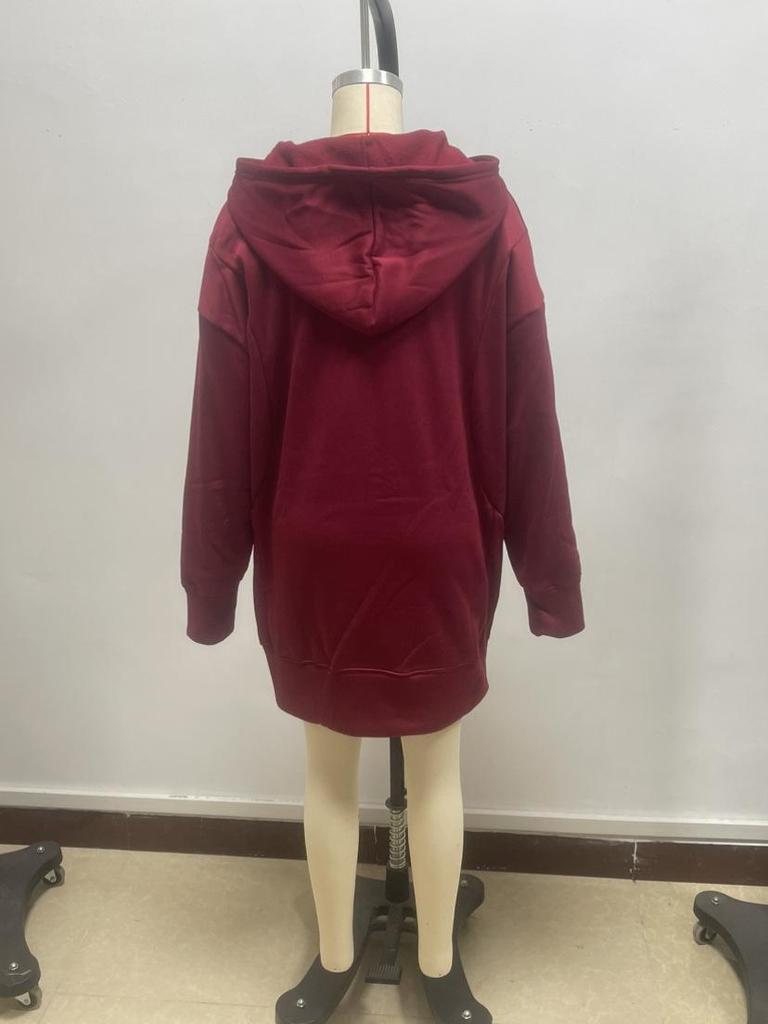 European & American Autumn/Winter Fashion: Women's Solid Color Loose Fleece Hooded Sweatshirt Pullover.