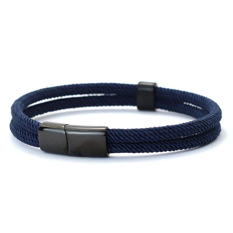 Double Layer Thread Bracelet Men 4mm Nylon Cord Chain Detachable Stainless Steel Magnet Buckle Braslet Leisure Hombre Pulseira