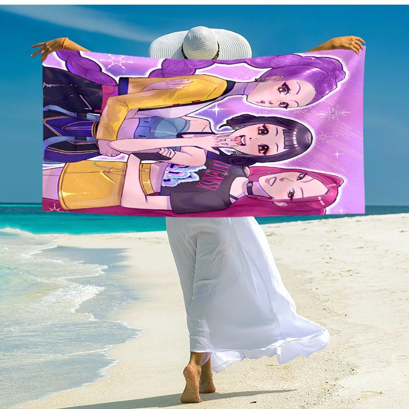 1pc KPop Demon Hunters10 Beach Towel, Comfortable and Thick, and Swimming/Bath/Picnic/Camping Towel, Suitable for Seaside Beaches