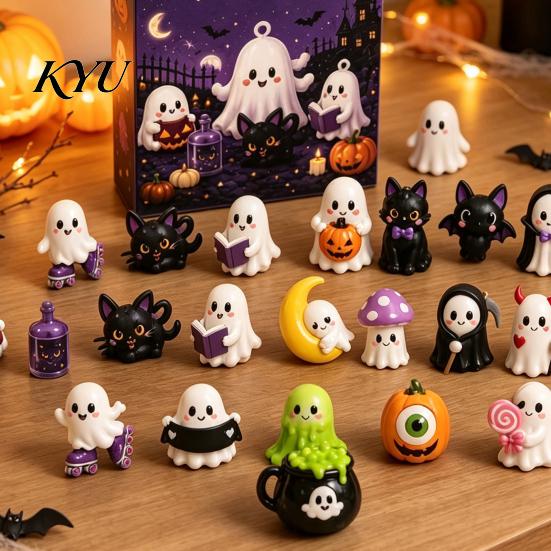 Hanging Halloween Decorations Advent Calendar 2026, 24 Days Countdown with 2D Flat Ghost Character Collection Acrylic Mini Figures, Collectible