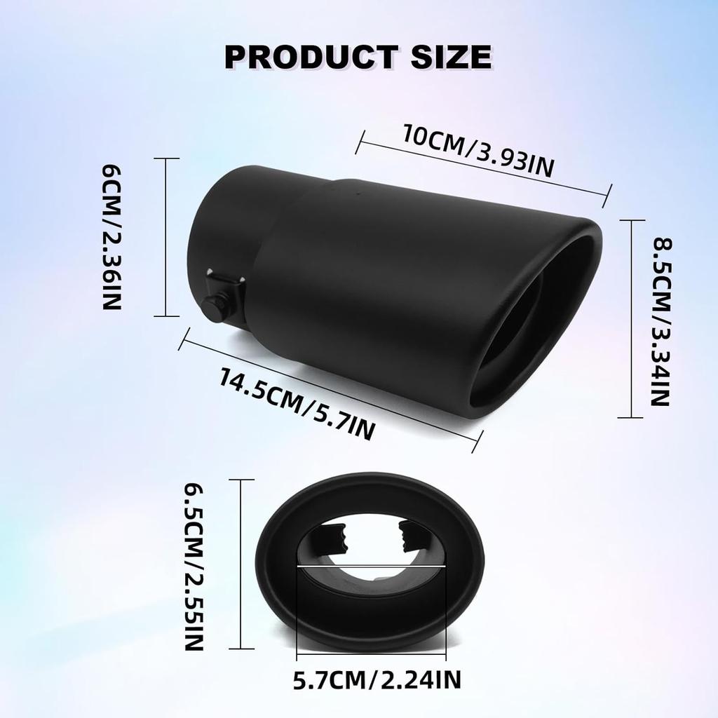 Car Exhaust Tip, 2.5" To 3.3" Adjustable Car Decoration Black #Straight