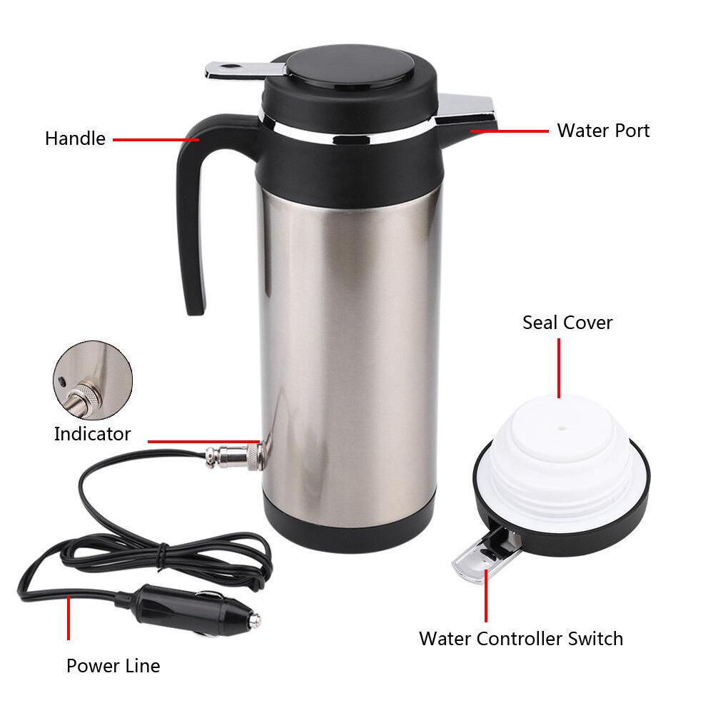 Car Vacuum Insulated Kettle Fast Heating Speed 304 Stainless Steel No Leaking Eco-friendly Food Grade Material Rustproof