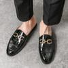 Luxury Designer Men's Alligator Pattern Metal Chain Sandals Half Sequin Shoes For Men Mules Casual Shoes Slides Loafers Slippers