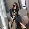 Women's Long Woolen Coat - 2024 Winter European & American Color-Block Hepburn Style Slim Coat