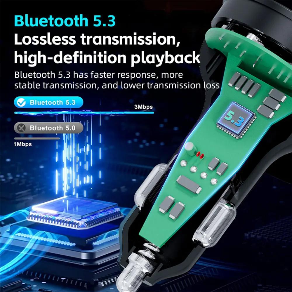 Bluetooth 5.3 FM Transmitter Car Adapter Wireless Handsfree Car Kit USB PD Fast Charger MP3 Player Auto Radio Modulator Accessor