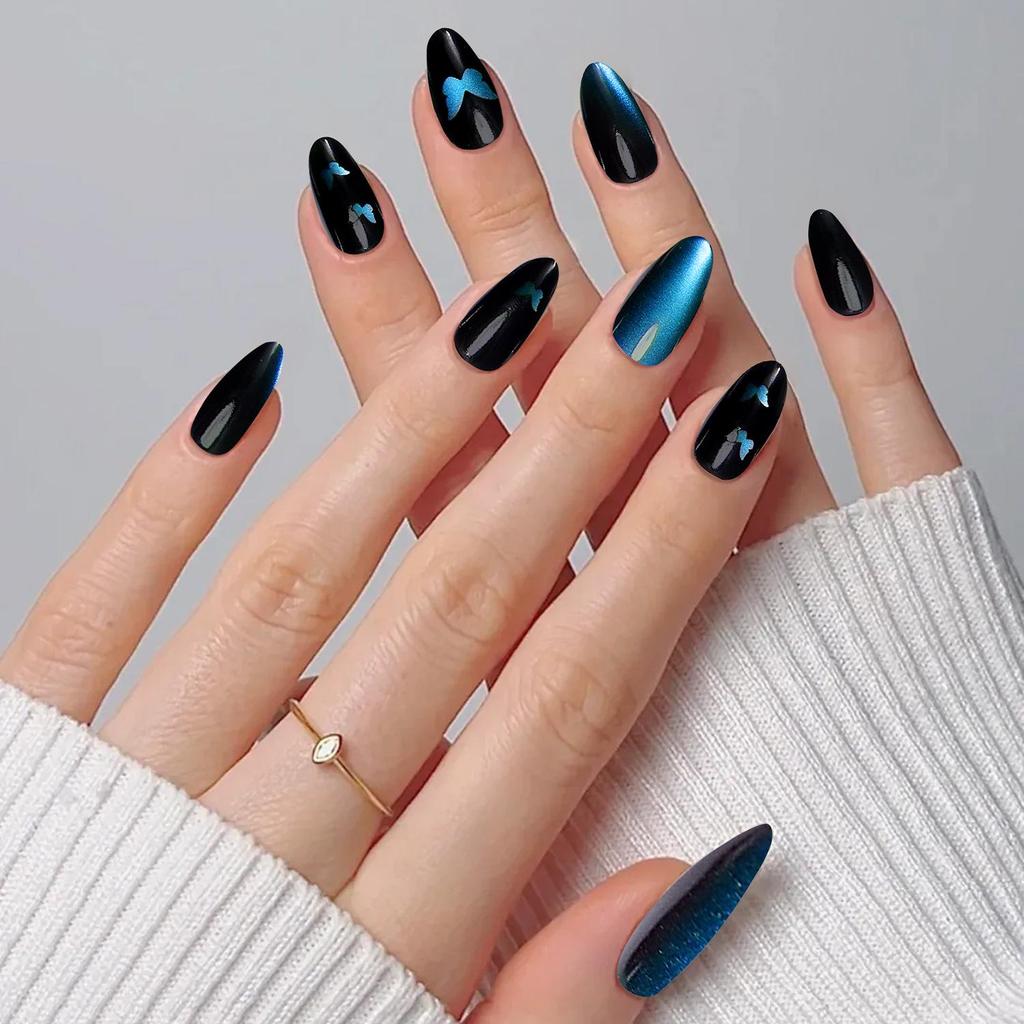 Cat Eye Wearable False Nails - Simple Whitening, Removable, High-End Nail Patches