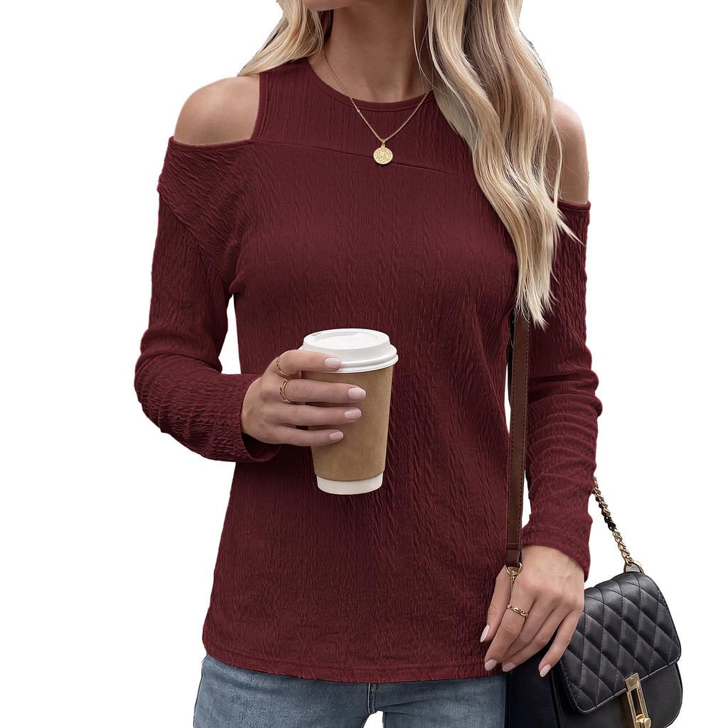 Fall/Winter New Style Round-neck Sleeveless Loose Long-Sleeved T-shirt Casual Top for Women