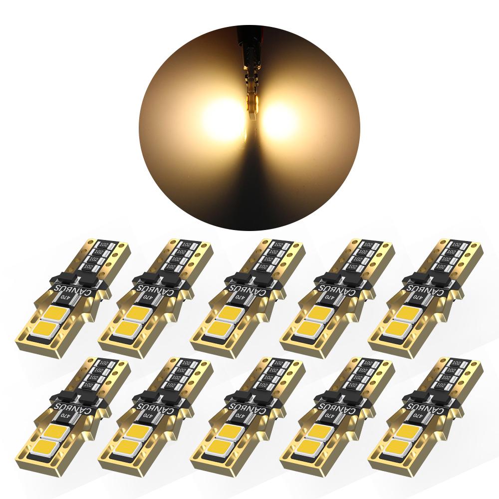 10PCS W5W LED T10 LED Bulb Canbus For BMW Opel Car Parking Dome Lights Interior Map Dome Lights 6500K Warm White Ice Blue Purple Dome Lights 6