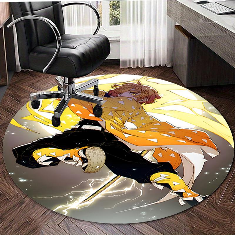 1pc Agatsuma Zenitsu  Print Round Carpet Chair Round Carpet Suitable for Bedroom Living Room Home Decorative Carpet
