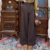 Women's Retro Brown High-Waist Wide-Leg Pants - Slimming, Versatile, Draping, Straight-Leg Style for Spring and Autumn