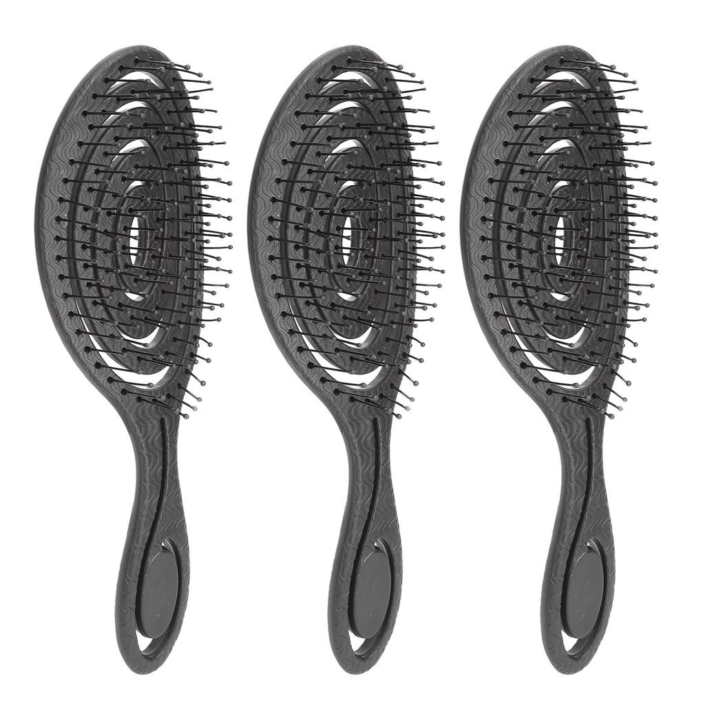 3 Pcs Paddle Hair Brush Hollow Out Painless Hair Detangling Smoothing Comb Anti Static Wet Dry Detangler