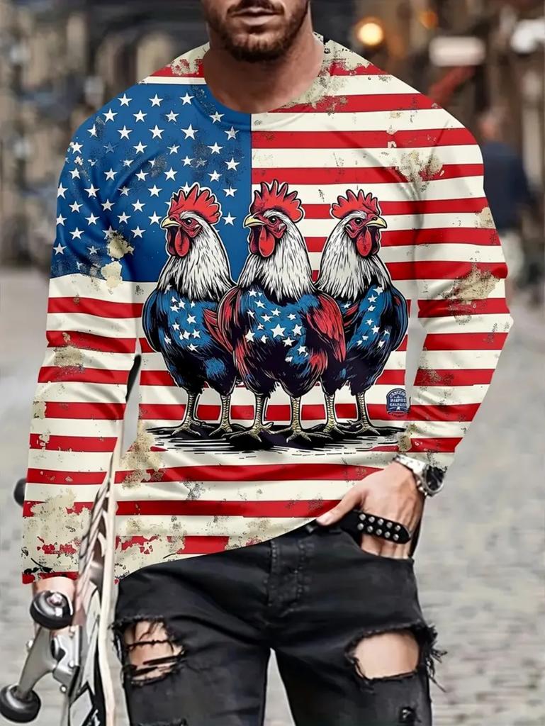 Warrior Cat Pattern Men's T-shirt Funny Animal 3D Print Long-sleeved Top All-season Base Layer Shirt Y2K Harajuku Streetwear