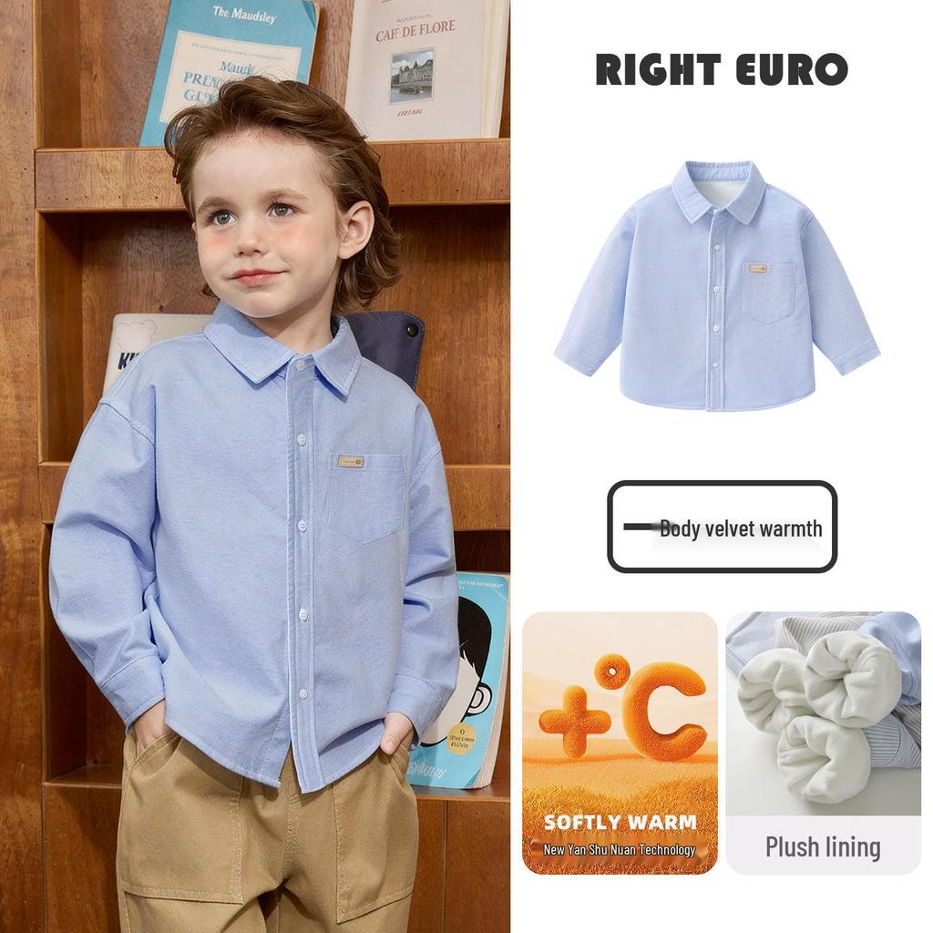 Trendy European Boys' Long Sleeve Casual Shirt - Spring/Autumn Kids' Clothing