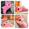 Cute Short Plush Strawberry Bear Stuffed Toy Pillow For Kids 35cm Pink
