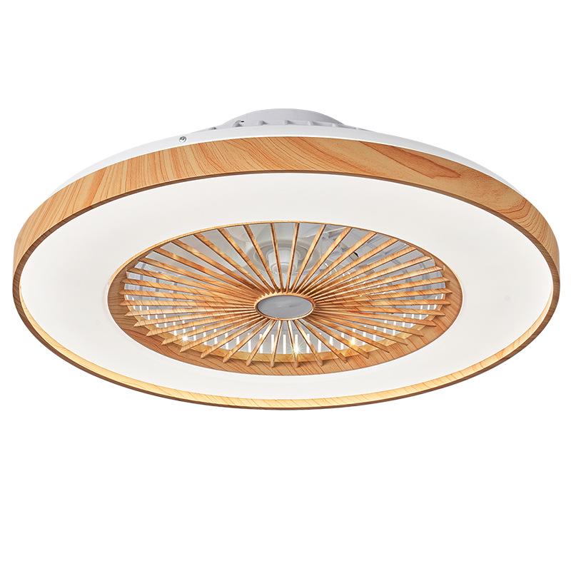 Japanese-Style Flush Mount Fan Light with Wood Grain, Chandelier for Living Room, Bedroom, Restaurant, 110V