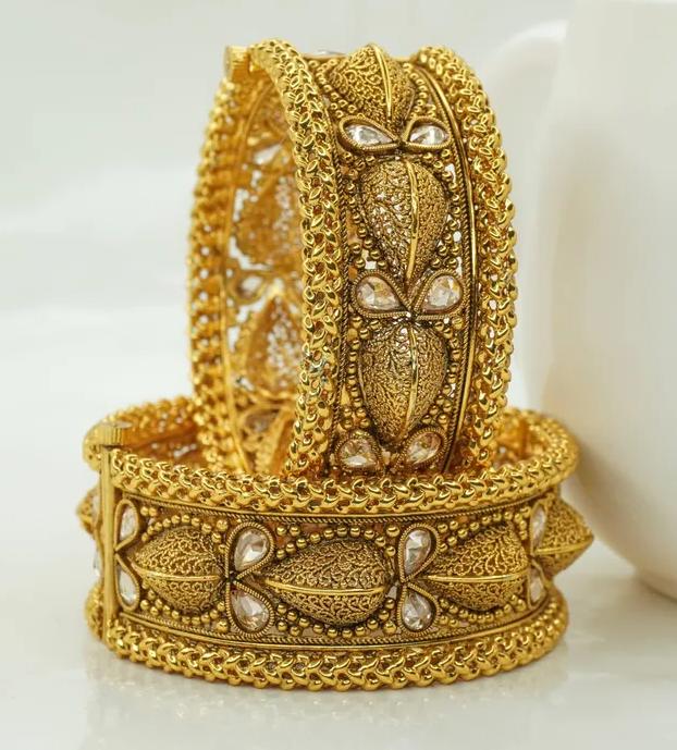 Beautiful Designed Gold Plated Copper Bangles Set