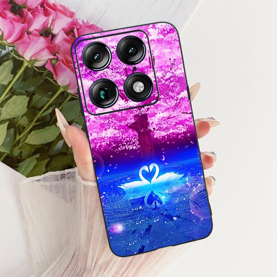 For Motorola Signature 2026 Case Popular Flower Marble Painted Cover Soft Silicone Black Phone Shell For Moto X70 Air Pro Fundas